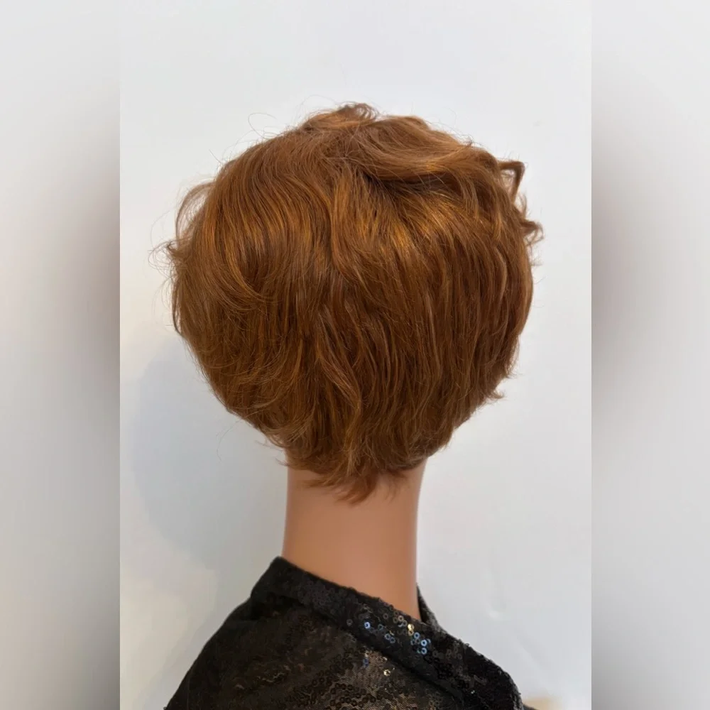 NWT VTG Style 1920s Short Flapper Bob Wig Auburn Curly Fringe Realistic OS - Picture 7 of 13